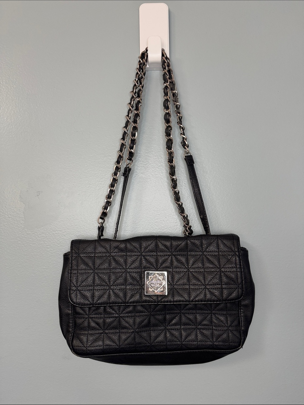 Nicole by Nicole Miller Black Quilted Chain-Shoulder Bag Purse